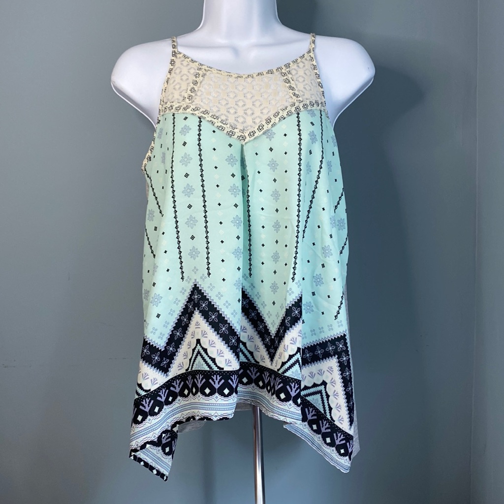 Rewind Boho Lace Sleeveless Blouse Tank Top S